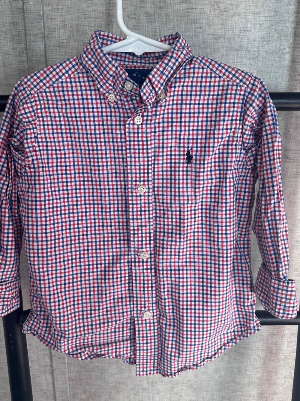 Ralph Lauren Polo Toddler Boys 3T Button Down Shirt Plaid Red Blue Classic